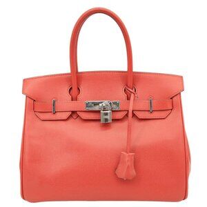 Hermes  Birkin 30 Square Clemence Leather Satchel Bag Red